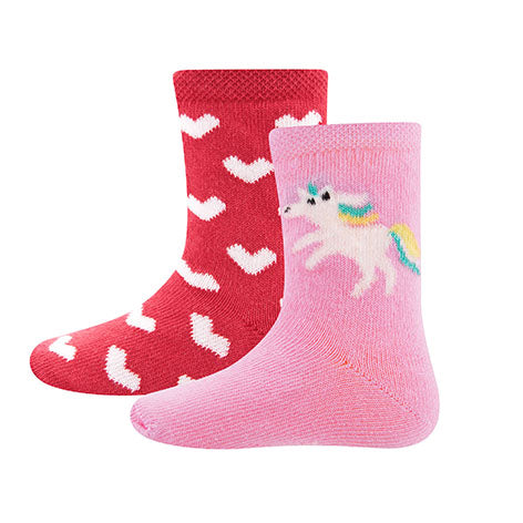 Socken 2er Pack Einhorn/Herzen
